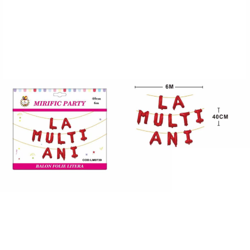 Set aranjament baloane 10 litere ' La multi ani ' 6 m x 40 cm LM0739 [2]
