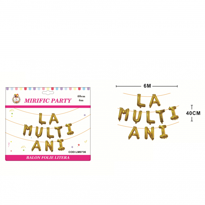 Set aranjament baloane 10 litere ' La multi ani ' 6 m x 40 cm LM0736 [2]
