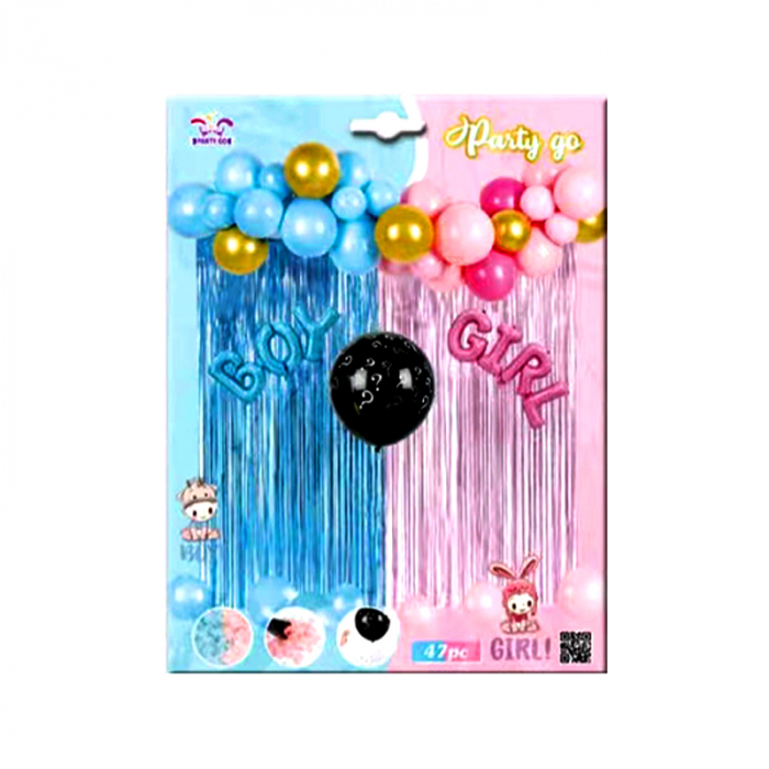 Set aranjament cu balon surpriza pentru dezvaluirea sexului copilului 47 piese FD0579 [3]