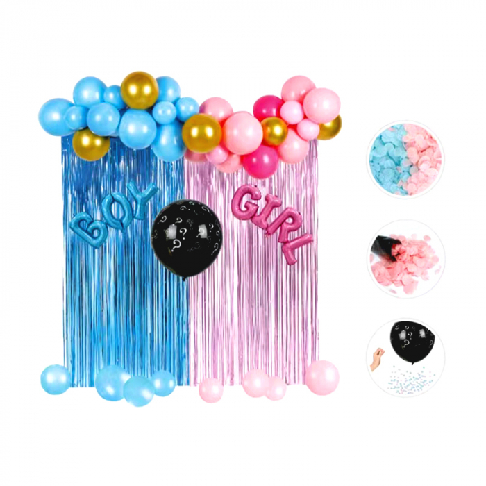 Set aranjament cu balon surpriza pentru dezvaluirea sexului copilului 47 piese FD0579 [2]