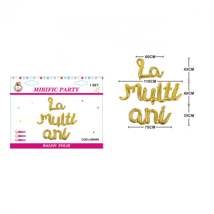 Set 3 baloane din folie de aluminiu 'La multi ani' LM0695 [2]