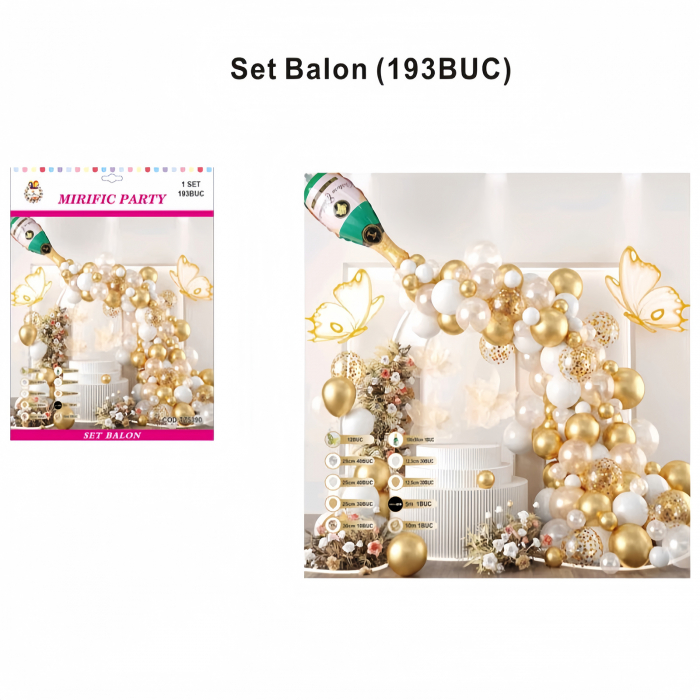 Set baloane pentru aranjament tip arcada cu confetti, 193 piese TZ5390 [2]