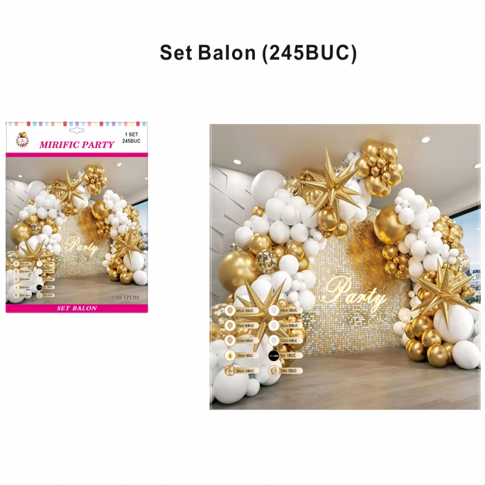 Set baloane pentru aranjament tip arcada cu confetti, 245 piese TZ5393 [2]