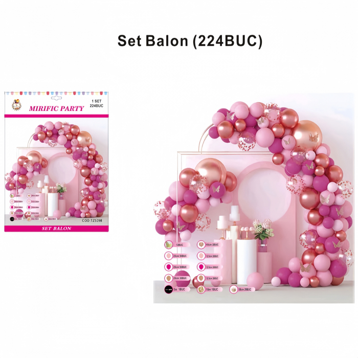 Set baloane pentru aranjament tip arcada cu confetti, 224 piese TZ5398 [2]