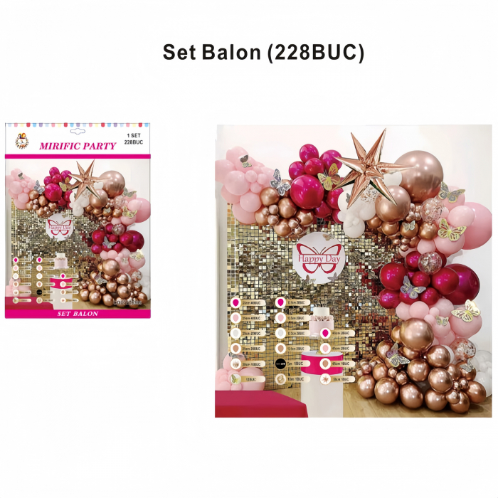 Set baloane pentru aranjament tip arcada cu confetti, 228 piese TZ5395 [2]