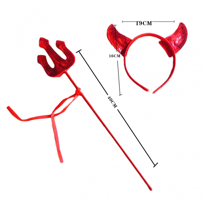 Set costum 2 piese pentru carnaval / Halloween MAS-204rosu [2]