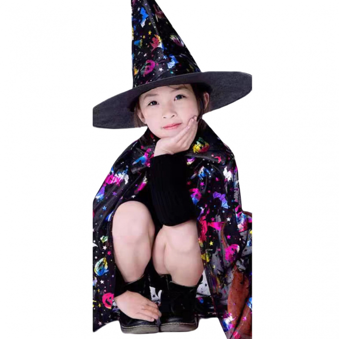 Set costum pentru Halloween 2-in-1, Pelerina si palarie MAS-205negru [5]
