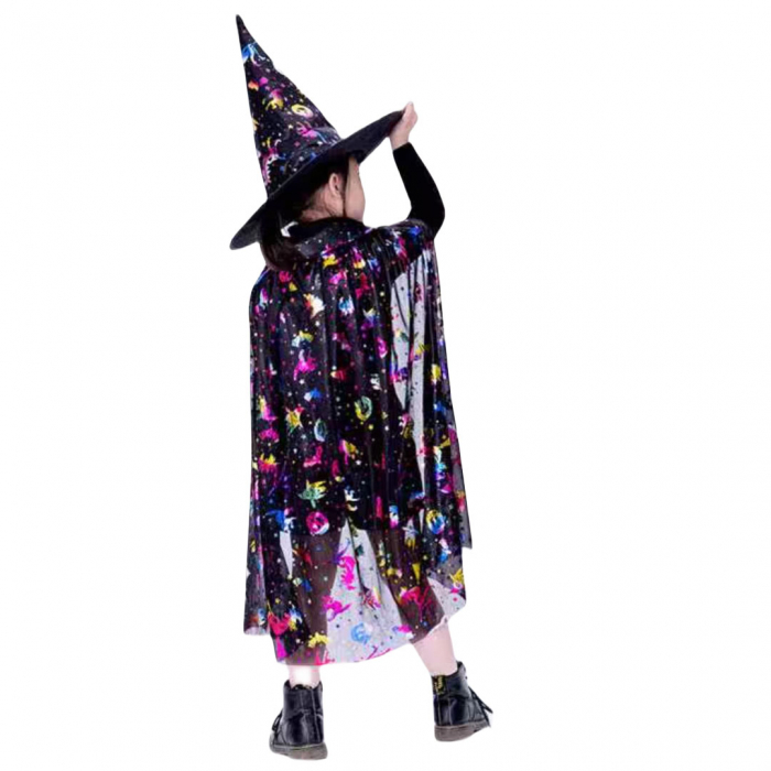 Set costum pentru Halloween 2-in-1, Pelerina si palarie MAS-205negru [4]