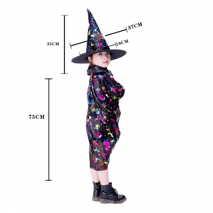 Set costum pentru Halloween 2-in-1, Pelerina si palarie MAS-205negru [3]