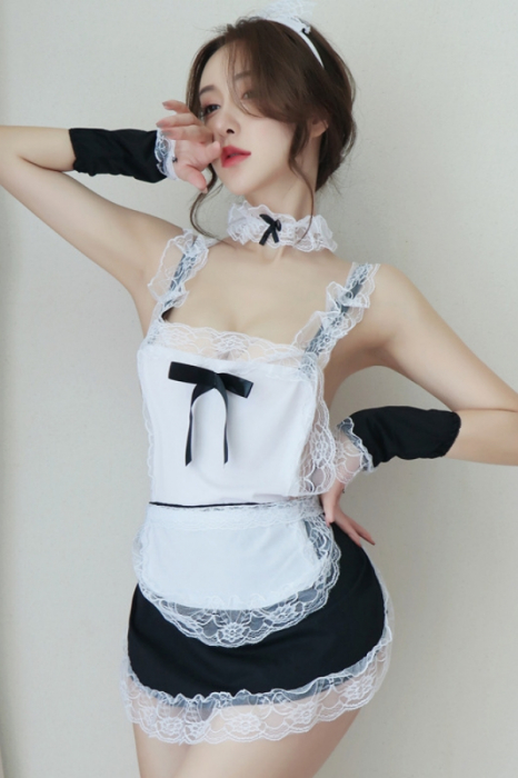 Set costum menajera sexy, bentita, sort, chiloti tanga si accesorii YML-1250 [2]