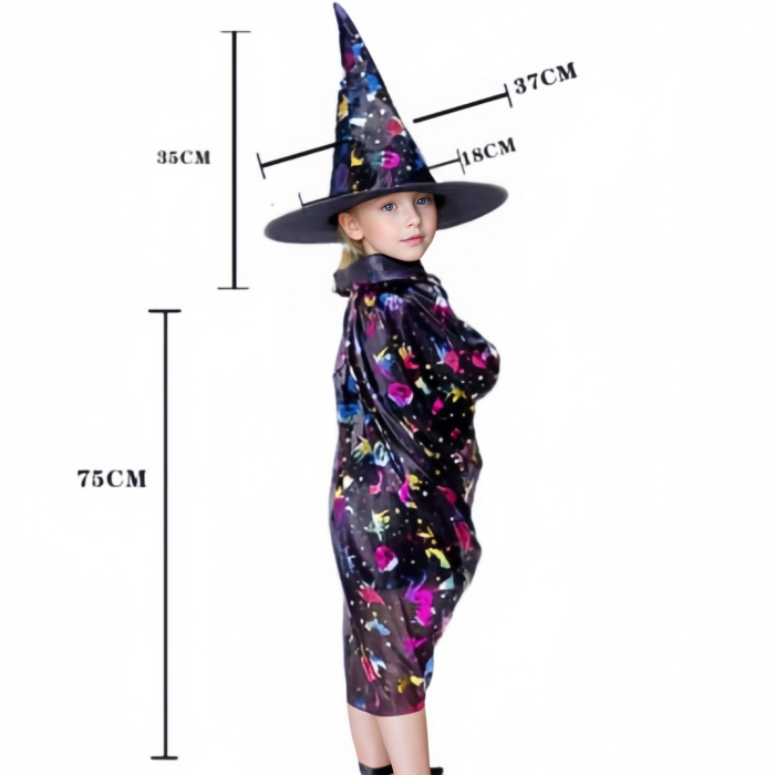 Set costum pentru Halloween 2-in-1, Pelerina si palarie MAS-205negru [4]
