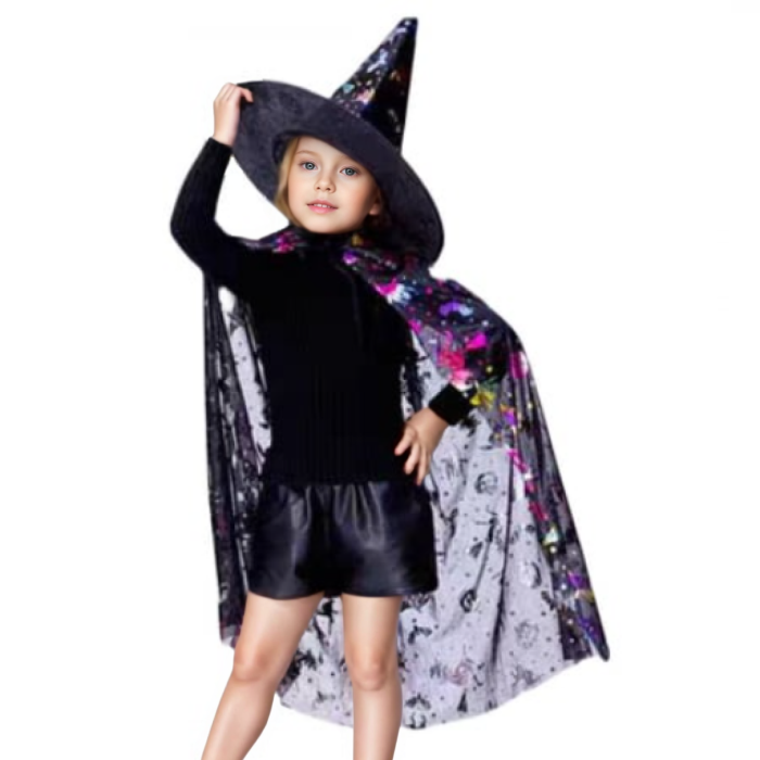 Set costum pentru Halloween 2-in-1, Pelerina si palarie MAS-205negru [1]
