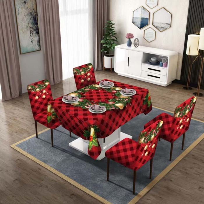 Set fata masa si 4 huse scaune, model Craciun 6220-37/39 [2]