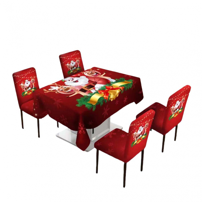 Set fata masa si 4 huse scaune, model Craciun 6220-34/36 [3]