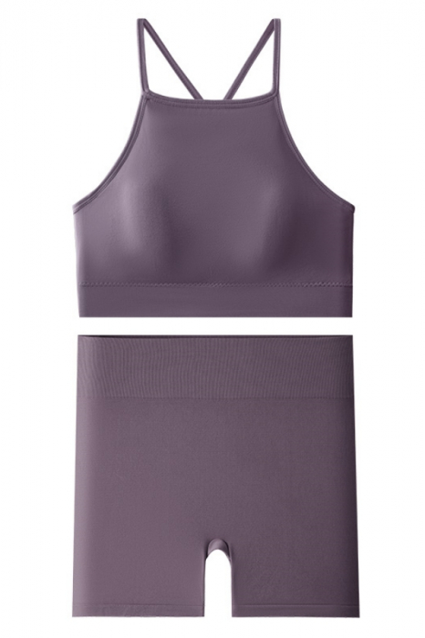 Set fitness 2 piese, bustiera push-up si colanti scurti XXP-6507mov [4]