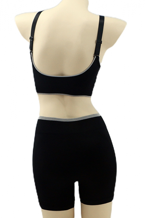 Set fitness 2 piese, bustiera si colanti scurti YAN-6757negru [2]
