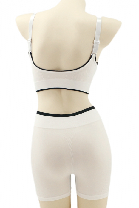 Set fitness 2 piese, bustiera si colanti scurti YAN-6757alb [2]