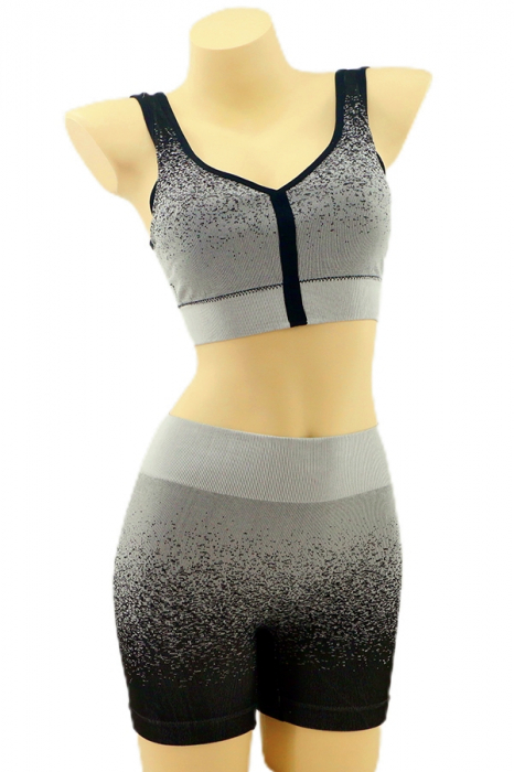 Set fitness 2 piese, bustiera si colanti scurti YAN-6765gri [1]