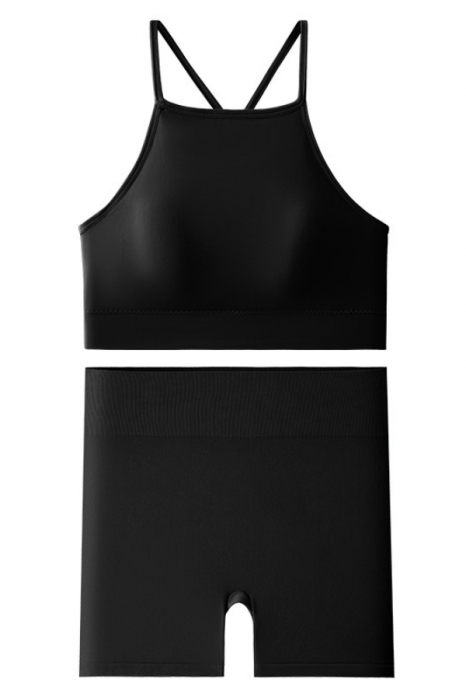 Set fitness 2 piese, bustiera push-up si colanti scurti XXP-6507negru [4]