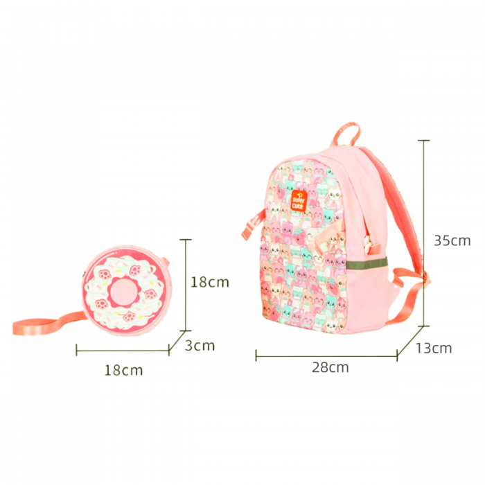 Set ghiozdan si gentuta de umar pentru gradinita sau scoala ZY-3811donut [3]