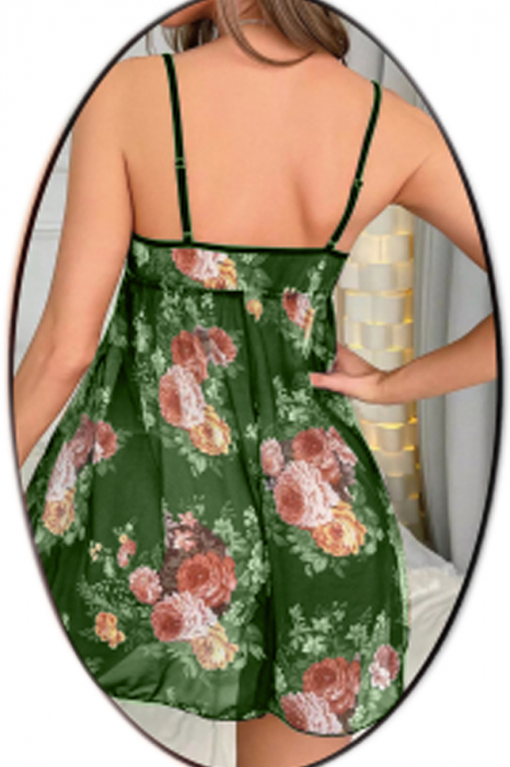 Set lenjerie erotica, camasa de noapte semitransparenta si chiloti tanga TY-023verde [2]