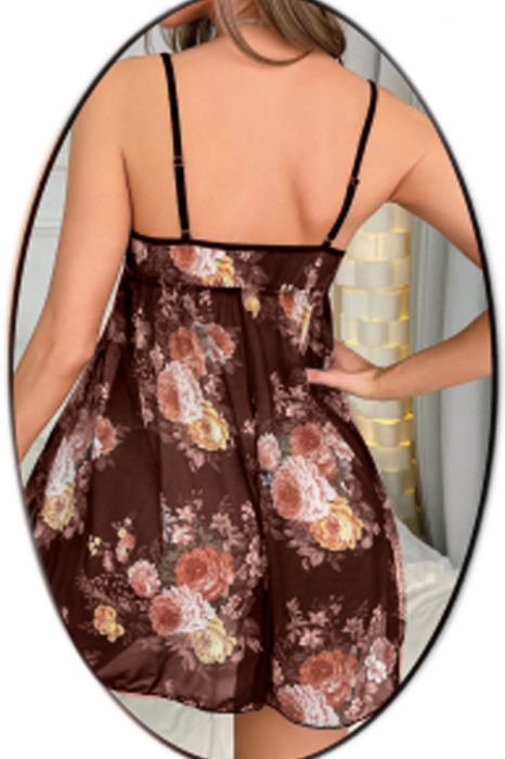 Set lenjerie erotica, camasa de noapte semitransparenta si chiloti tanga TY-023visiniu [2]