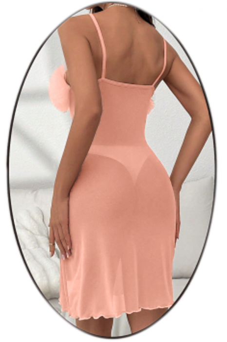 Set lenjerie erotica, camasa de noapte semitransparenta si chiloti tanga TY-S8018corai [2]