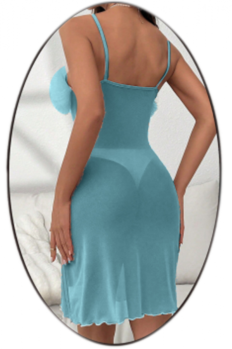 Set lenjerie erotica, camasa de noapte semitransparenta si chiloti tanga TY-S8018verde [2]