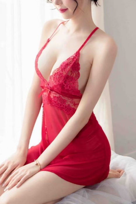 Set lenjerie erotica, camasa de noapte si chiloti tanga YML-1082visiniu [9]