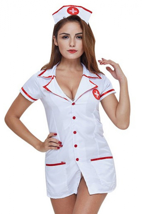 Set lenjerie erotica, costum asistenta sexy, halat, bentita si chiloti tanga MDD-Z317 [4]