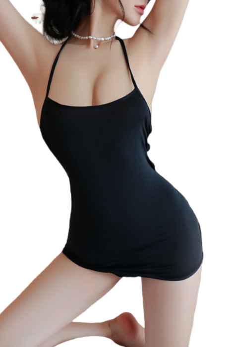 Set lenjerie erotica, rochita si chiloti tanga YML-1473negru [1]