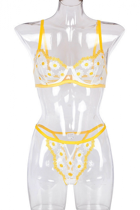 Set lenjerie erotica, imprimeu floral, sutien si chiloti tanga MLYX-0884 [3]