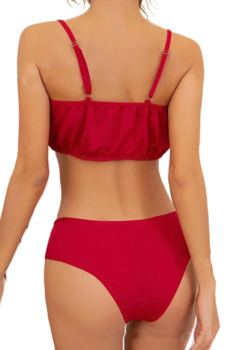 Set lenjerie erotica, accente dantela, top sexy si chiloti WSY-4048rosu [2]
