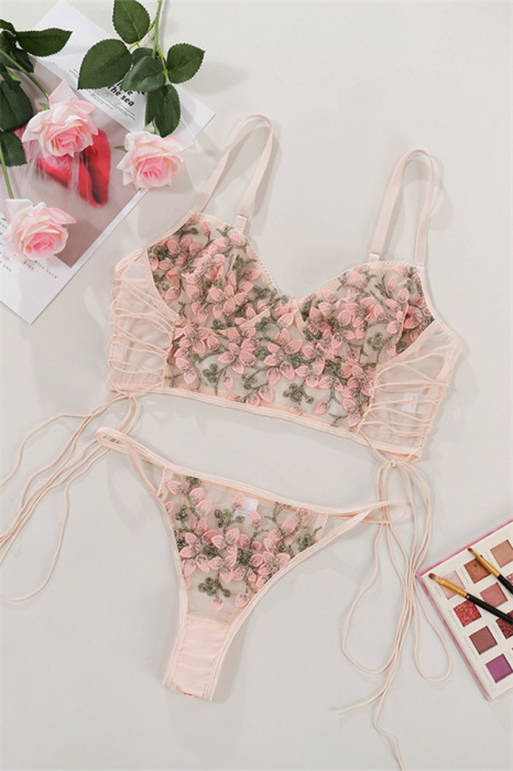 Set lenjerie erotica, imprimeu floral, top sexy si chiloti tanga YQ-W506 [5]