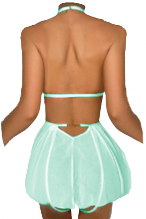 Set lenjerie erotica, rochie babydoll cu dantela brodata si chiloti tanga TY-S712turcoaz [2]