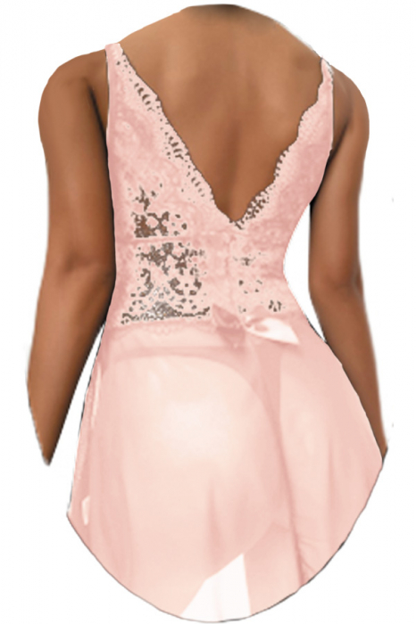 Set lenjerie erotica, rochie babydoll cu dantela brodata si chiloti tanga TY-S603bej [2]