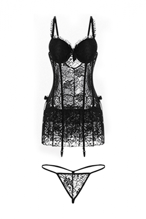 Set lenjerie erotica, rochita sexy transparenta si chiloti tanga GJ2271 [2]