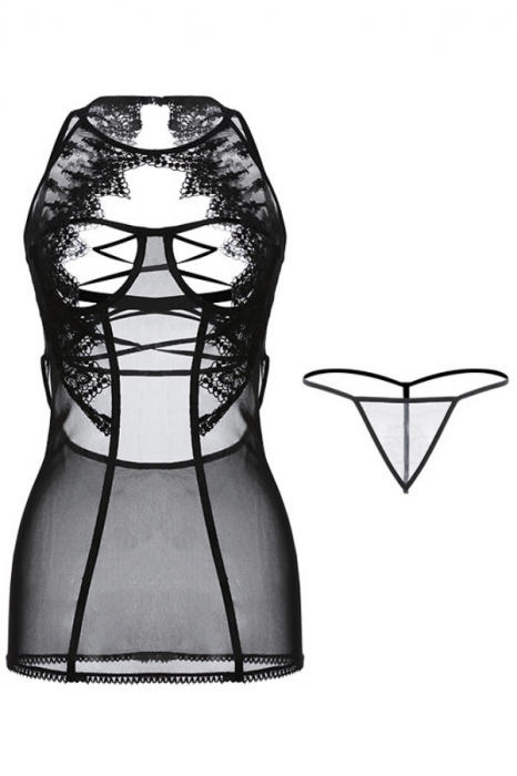 Set lenjerie erotica, rochita sexy transparenta si chiloti tanga GJ898 [5]