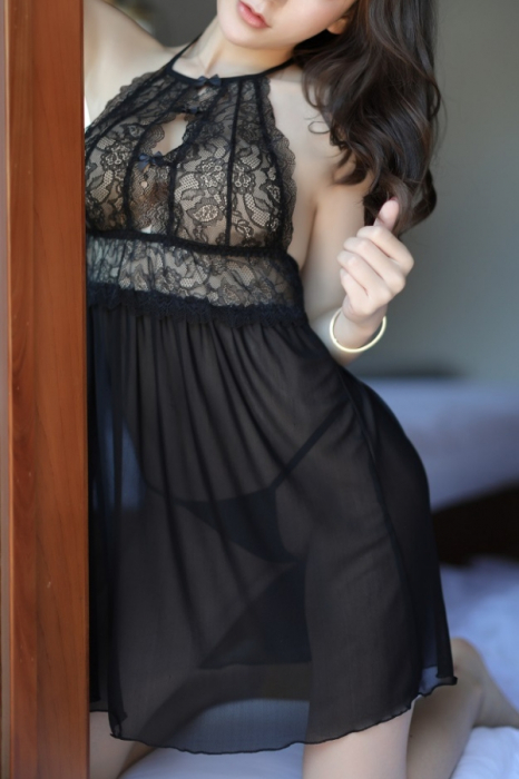 Set lenjerie erotica, rochita sexy transparenta si chiloti tanga YCFS-151negru [7]
