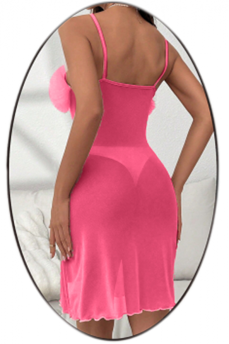 Set lenjerie erotica, camasa de noapte semitransparenta si chiloti tanga TY-S8018fucsia [2]