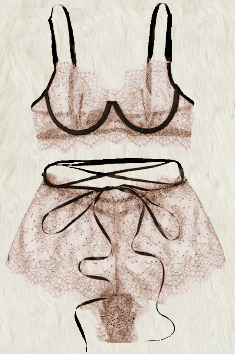 Set lenjerie senzuala cu dantela, sutien si chiloti sexy TY-LX11portocaliu [3]