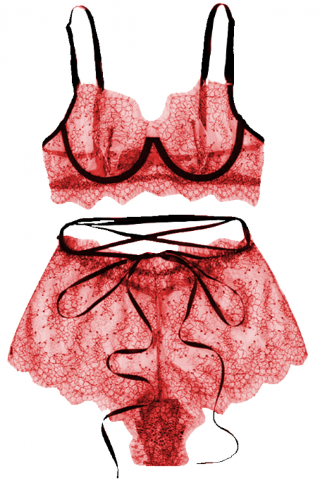 Set lenjerie senzuala cu dantela, sutien si chiloti sexy TY-LX11rosu [4]