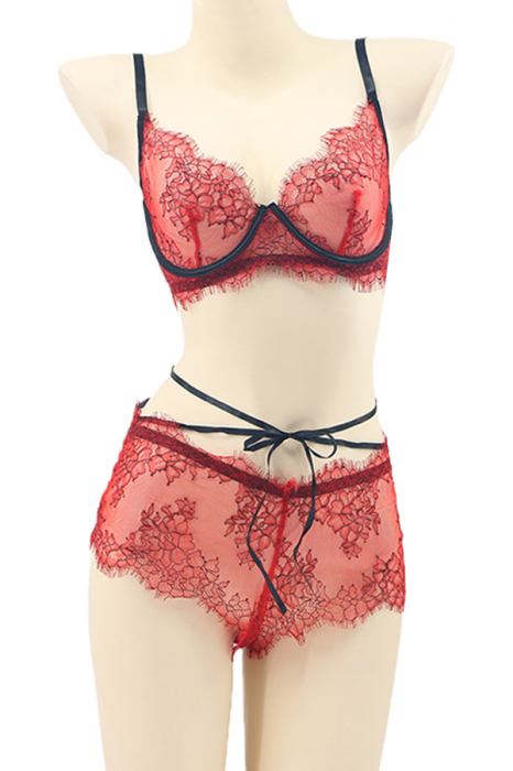 Set lenjerie senzuala cu dantela, sutien si chiloti sexy TY-LX11rosu [1]