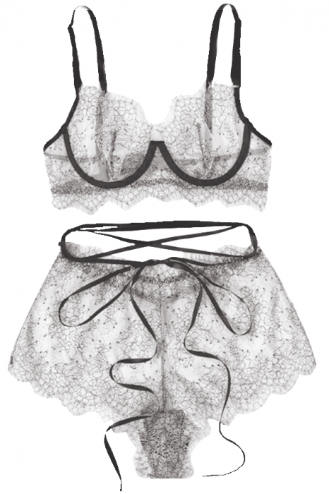 Set lenjerie senzuala cu dantela, sutien si chiloti sexy TY-LX11alb [4]
