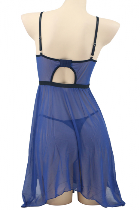 Set lenjerie sexy, camasa de noapte si chiloti tanga TY-PLUS112bleumarin [3]