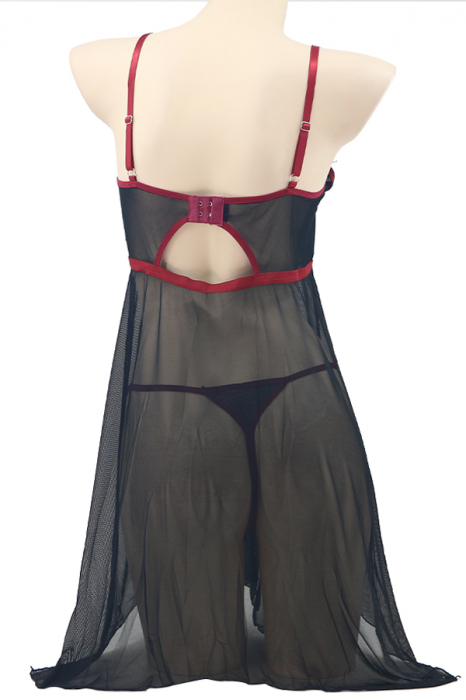 Set lenjerie sexy, camasa de noapte si chiloti tanga TY-PLUS112negru [3]