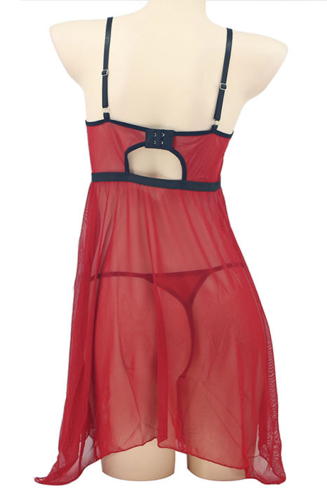 Set lenjerie sexy, camasa de noapte si chiloti tanga TY-PLUS112visiniu [3]