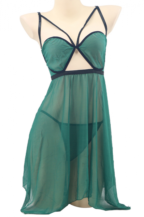 Set lenjerie sexy, camasa de noapte si chiloti tanga TY-PLUS112verde [2]