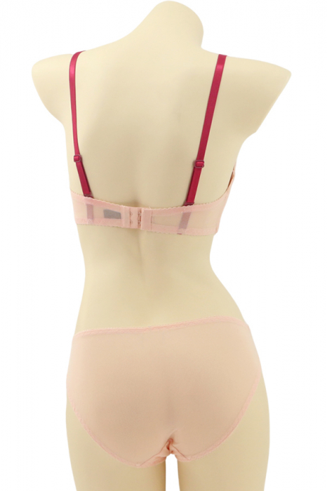 Set lenjerie sexy cu dantela, sutien si chiloti clasici MG-Q5675roz [2]