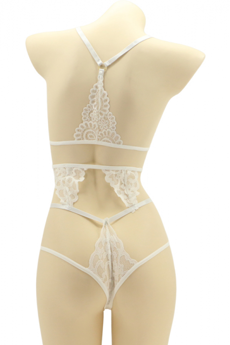 Set lenjerie sexy cu dantela, top si chiloti brazilieni MG-4225-1alb [2]